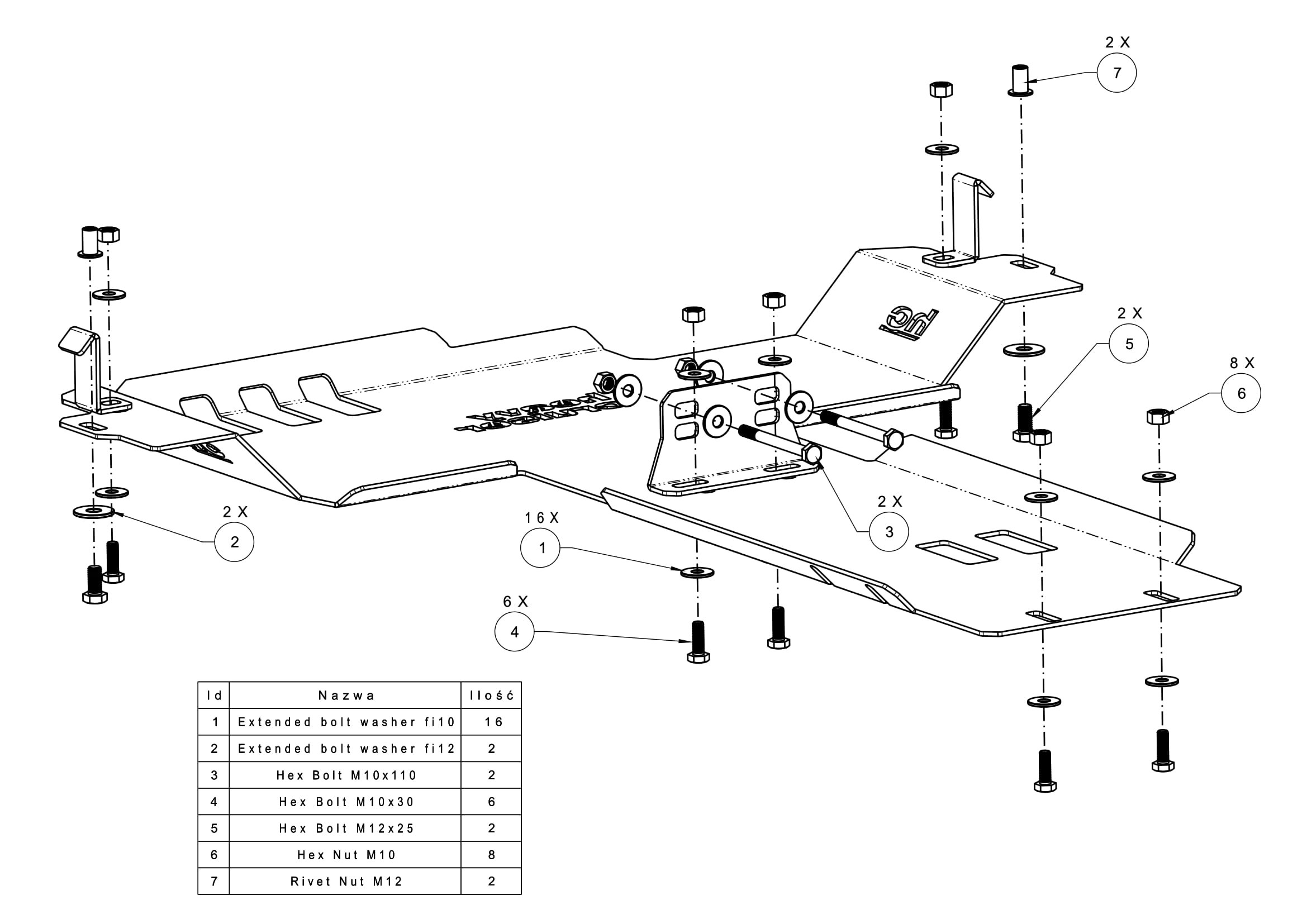 Osłona skrzyni biegów i reduktora OFFROAD Toyota Land Cruiser 150 155 Prado J15 2009-2014 czerwona